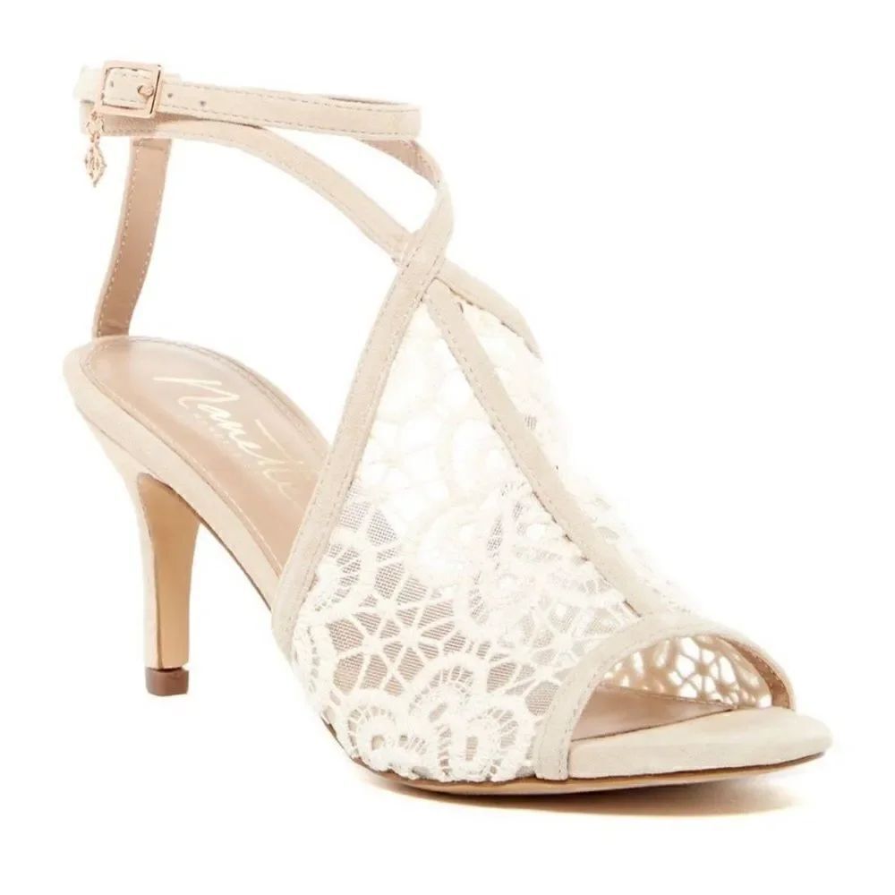 Nanette Nanette Lepore BONNIE Lace Top Open Toe Heeled Sandals